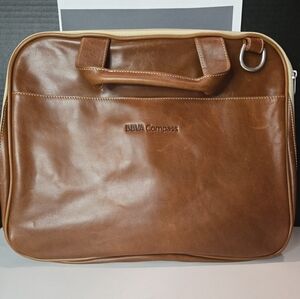 Barrington Brown Tan Leather Briefcase Laptop Case  17 long by 12 tall  3.5 wide
